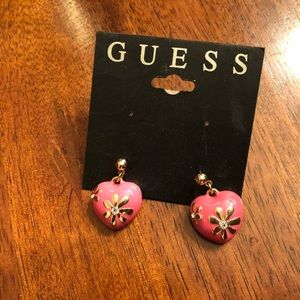 Guess Pink Heart Earrings